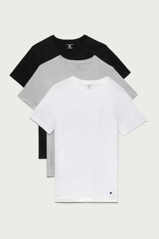 3 Pack Crew Tee Multi Pack Blackgreywhite Men Lucky Brand Shirts and Tops