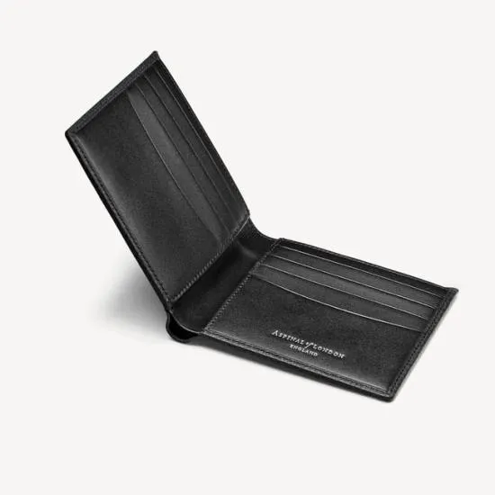 8 Card Billfold Wallet Black Saffiano and Smooth Black Men Aspinal Of London Billfold Wallets