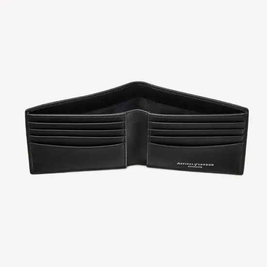 8 Card Billfold Wallet Black Saffiano and Smooth Black Men Aspinal Of London Billfold Wallets