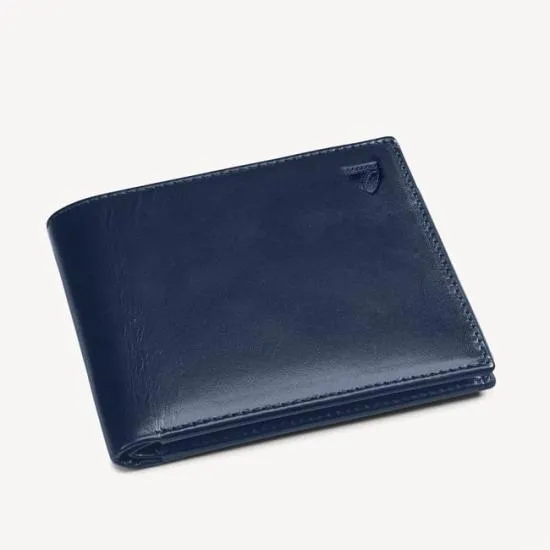 8 Card Billfold Wallet Smooth Navy Men Aspinal Of London Billfold Wallets