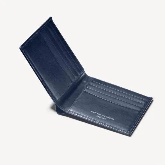 8 Card Billfold Wallet Smooth Navy Men Aspinal Of London Billfold Wallets