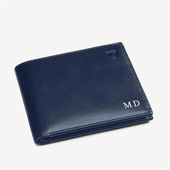 8 Card Billfold Wallet Smooth Navy Men Aspinal Of London Billfold Wallets