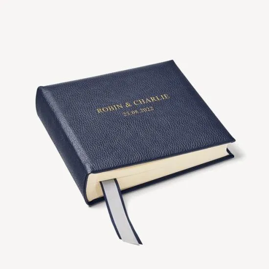 8inch Leather Photo Album Navy Pebble Women Aspinal Of London Albums