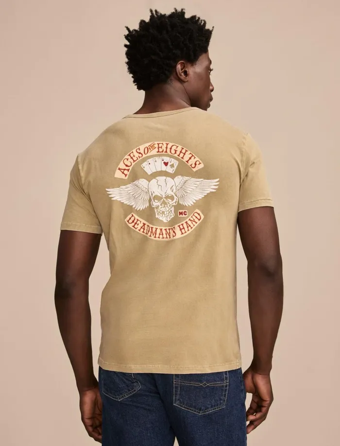 Aces Over Eights Tee Dried Herb Men Lucky Brand Graphic Tees