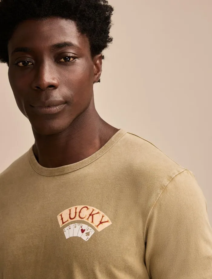 Aces Over Eights Tee Dried Herb Men Lucky Brand Graphic Tees