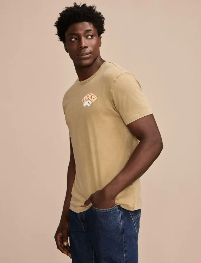 Aces Over Eights Tee Dried Herb Men Lucky Brand Graphic Tees