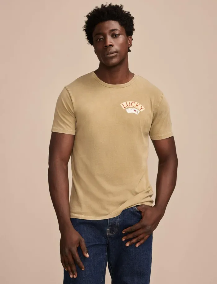 Aces Over Eights Tee Dried Herb Men Lucky Brand Graphic Tees