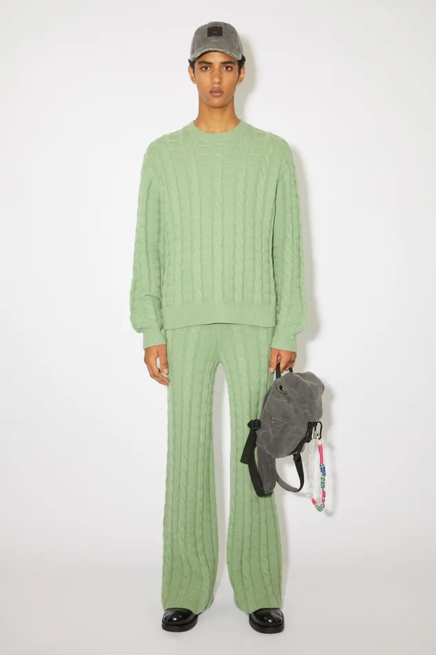 Acne Studios Cable Wool Jumper Sage Green Women Knitwear