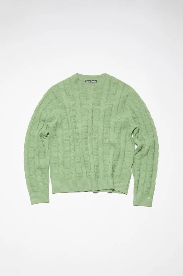 Acne Studios Cable Wool Jumper Sage Green Women Knitwear