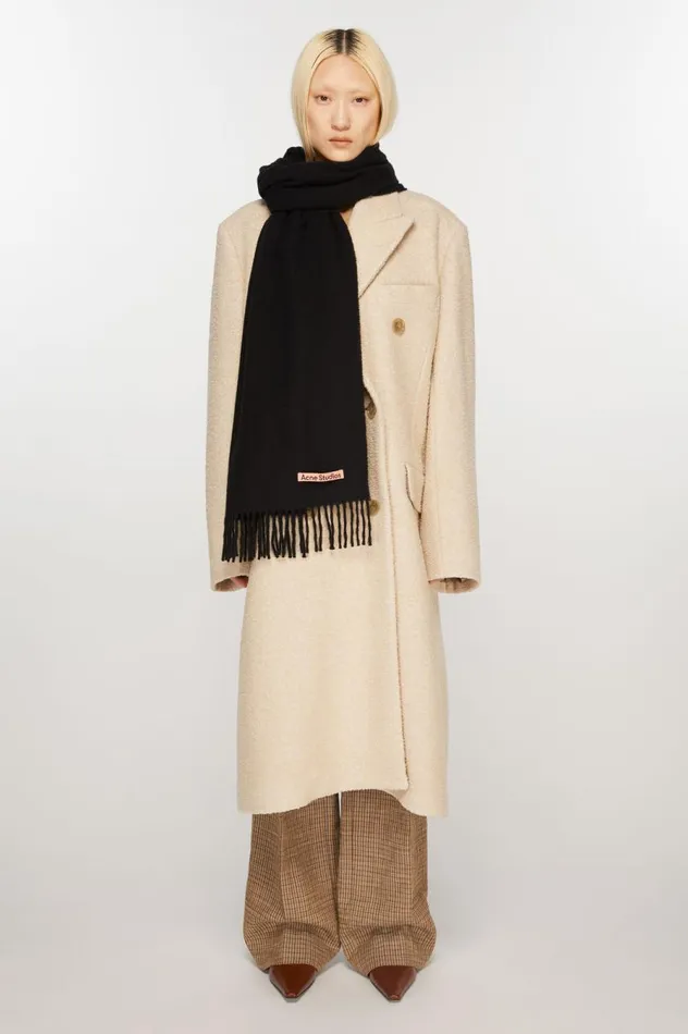 Acne Studios Cashmere Fringe Scarf 8211 Narrow Black Men Scarves