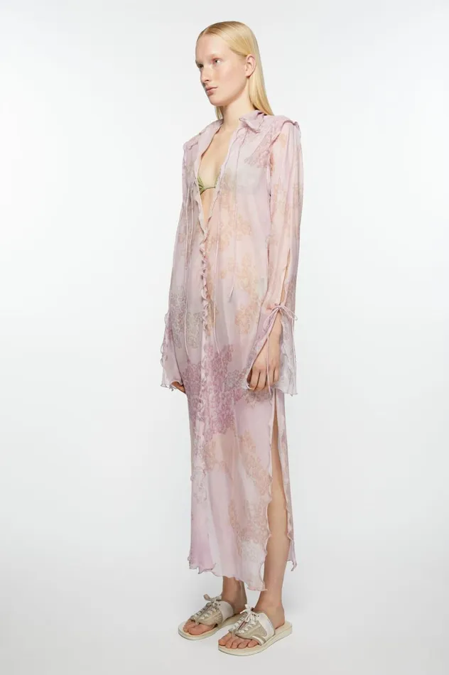 Acne Studios Chiffon Printed Dress Pink Women Dresses
