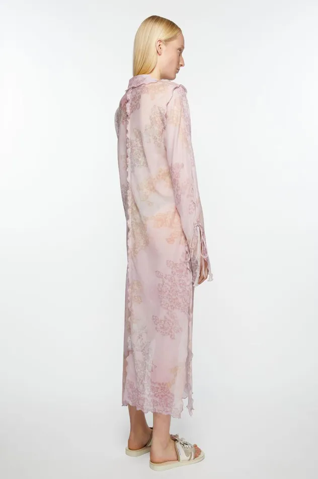 Acne Studios Chiffon Printed Dress Pink Women Dresses