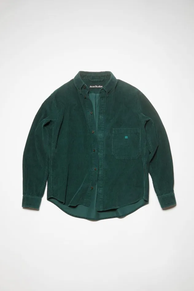 Acne Studios Corduroy Overshirt Night Green Men Outerwear