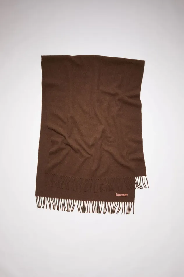Acne Studios Fringe Wool Scarf 8211 Oversized Dark Rust Melange Women Scarves
