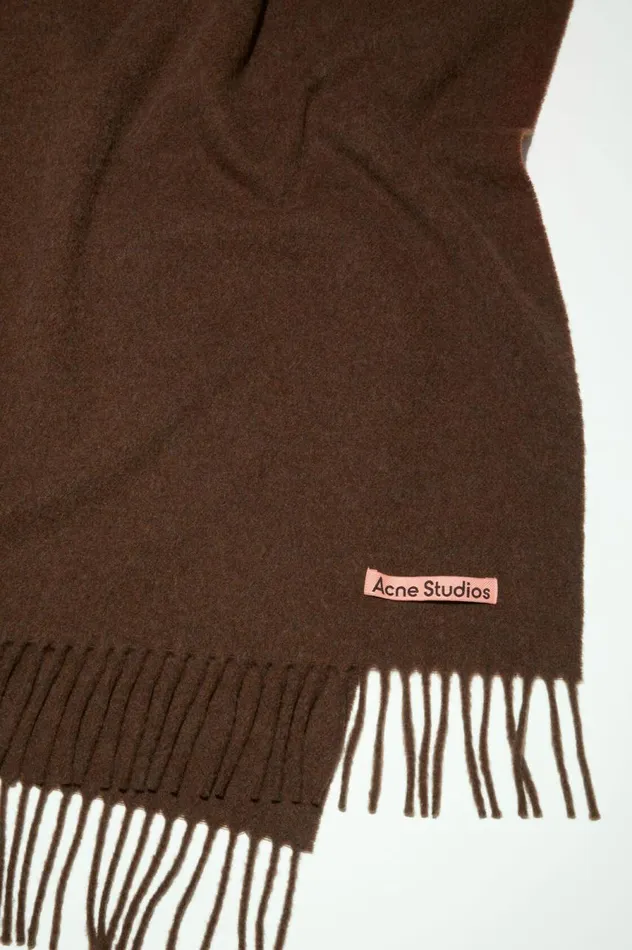 Acne Studios Fringe Wool Scarf 8211 Oversized Dark Rust Melange Women Scarves