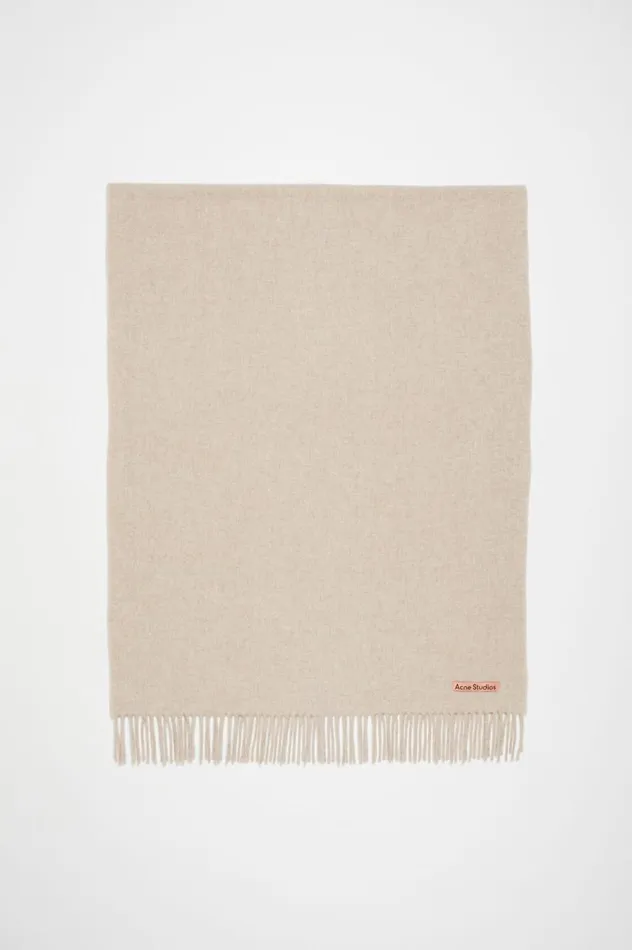 Acne Studios Fringe Wool Scarf 8211 Oversized Oatmeal Melange Women Scarves