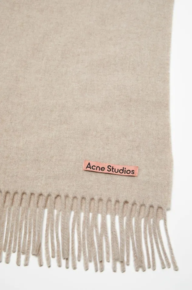 Acne Studios Fringe Wool Scarf 8211 Oversized Oatmeal Melange Women Scarves