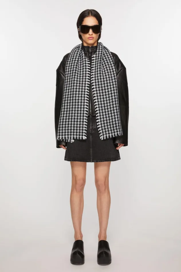Acne Studios Houndstooth Scarf Blackwhite Men Scarves