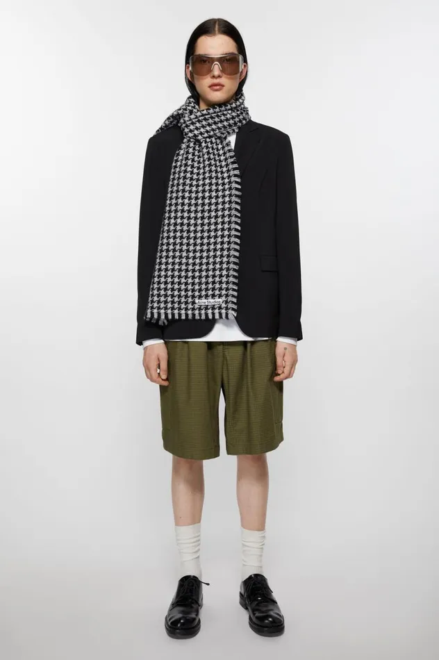 Acne Studios Houndstooth Scarf Blackwhite Men Scarves