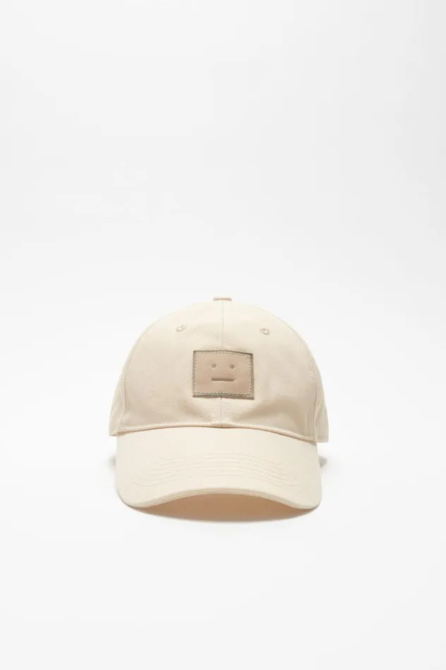 Acne Studios Leather Face Patch Cap Oatmeal Melange Women Face Collection