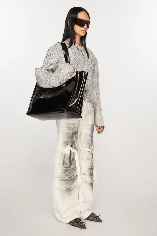 Acne Studios Logo Shoulder Tote Bag Black Men Bags