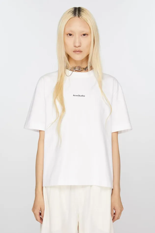 Acne Studios Logo Tshirt Optic White Women Tshirts