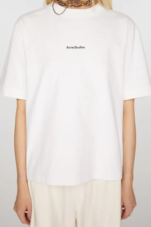Acne Studios Logo Tshirt Optic White Women Tshirts