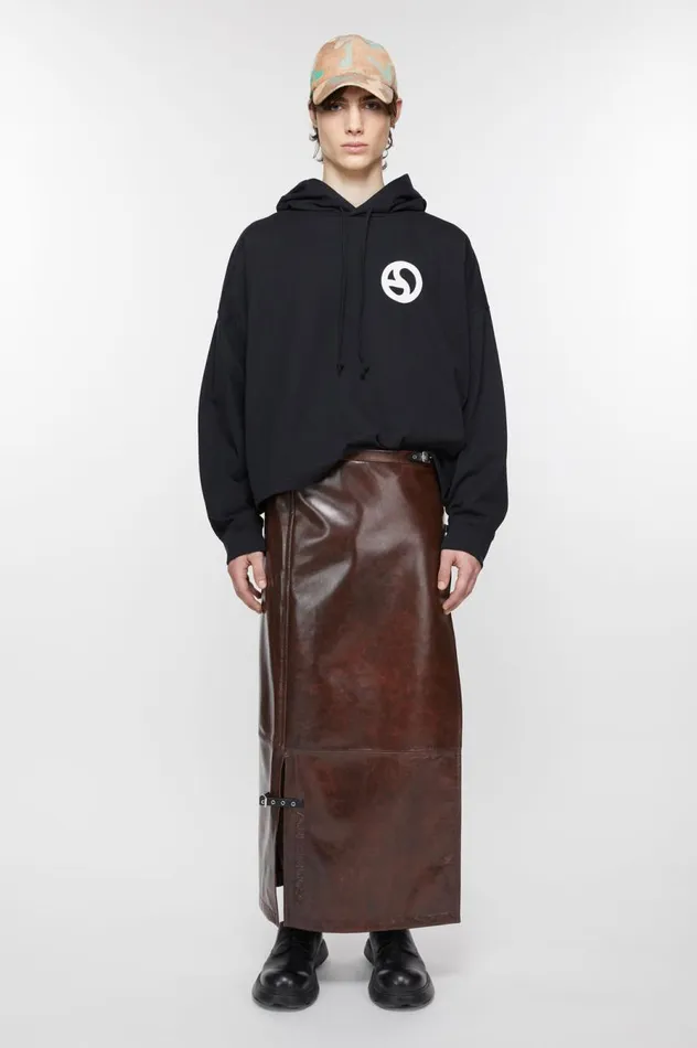 Acne Studios Long Leather Skirt Brown Men Trousers
