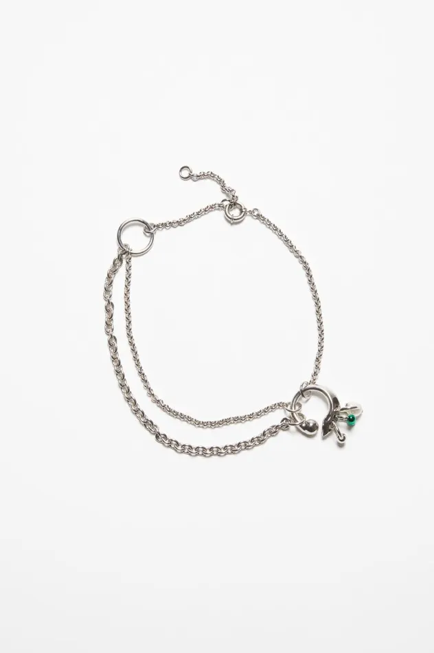 Acne Studios Multichain Charm Necklace Silvergreen Women Jewellery