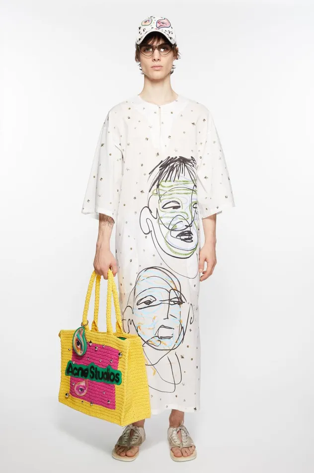 Acne Studios Printed Dress Optic White Women Dresses