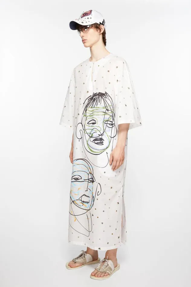 Acne Studios Printed Dress Optic White Women Dresses