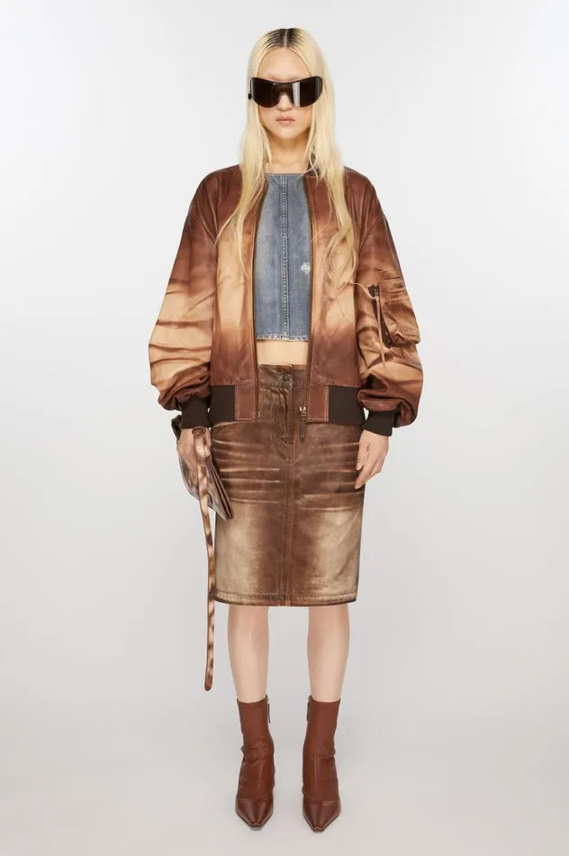 Acne Studios Printed Skirt Caramelwhite Women Skirts