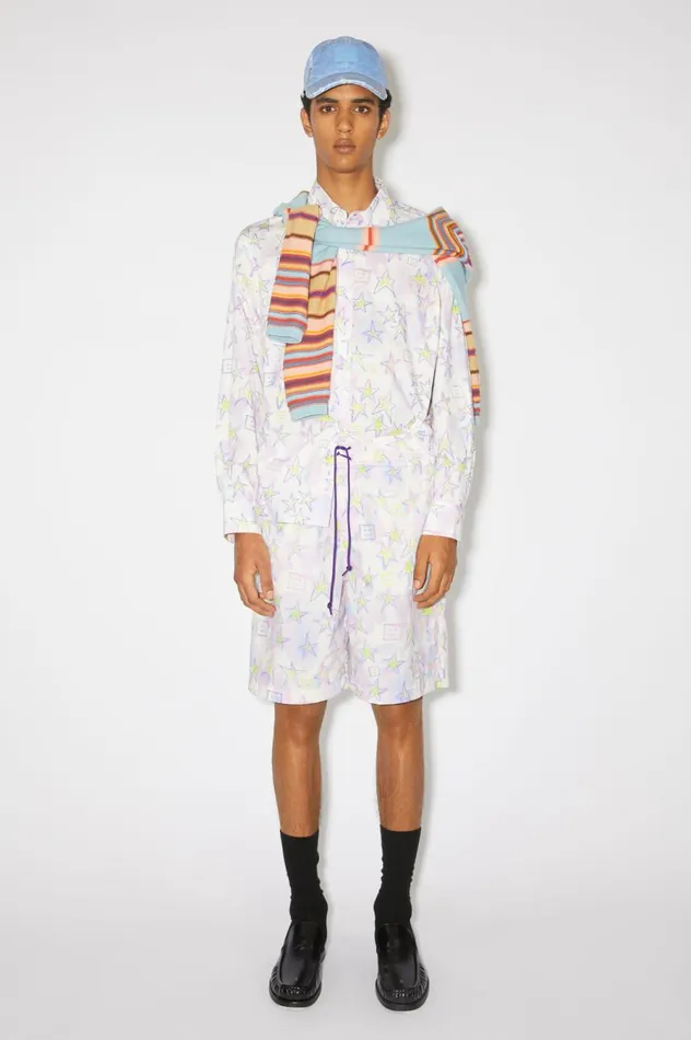 Acne Studios Printed Swim Shorts Pale Pinkmulti Women Shorts