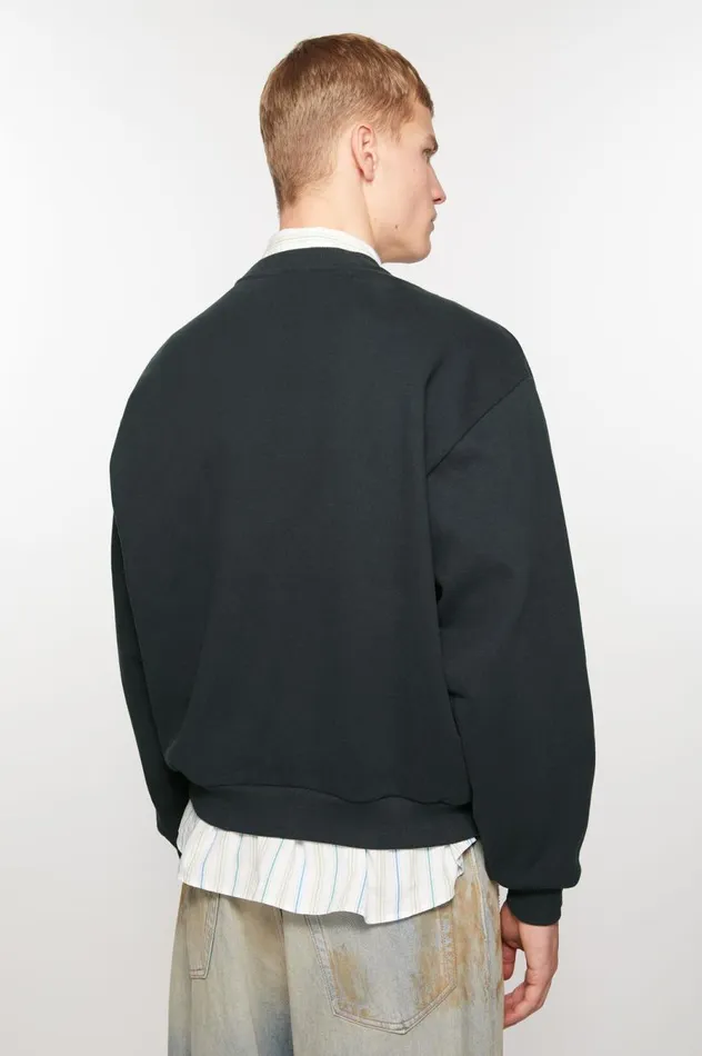 Acne Studios Sweater Face Logo 8211 Regular Fit Dark Grey Women Sweatshirts