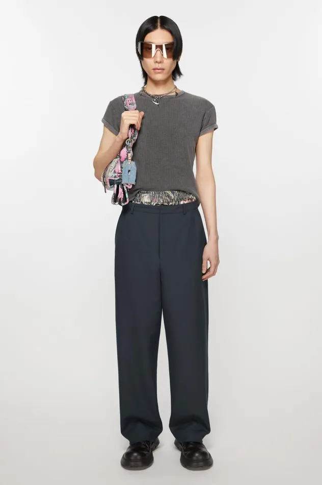 Acne Studios Wool Blend Trousers Dark Navy Men Trousers