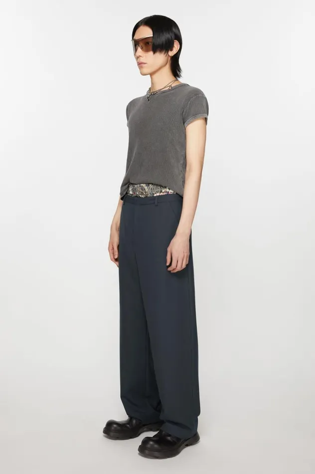 Acne Studios Wool Blend Trousers Dark Navy Men Trousers