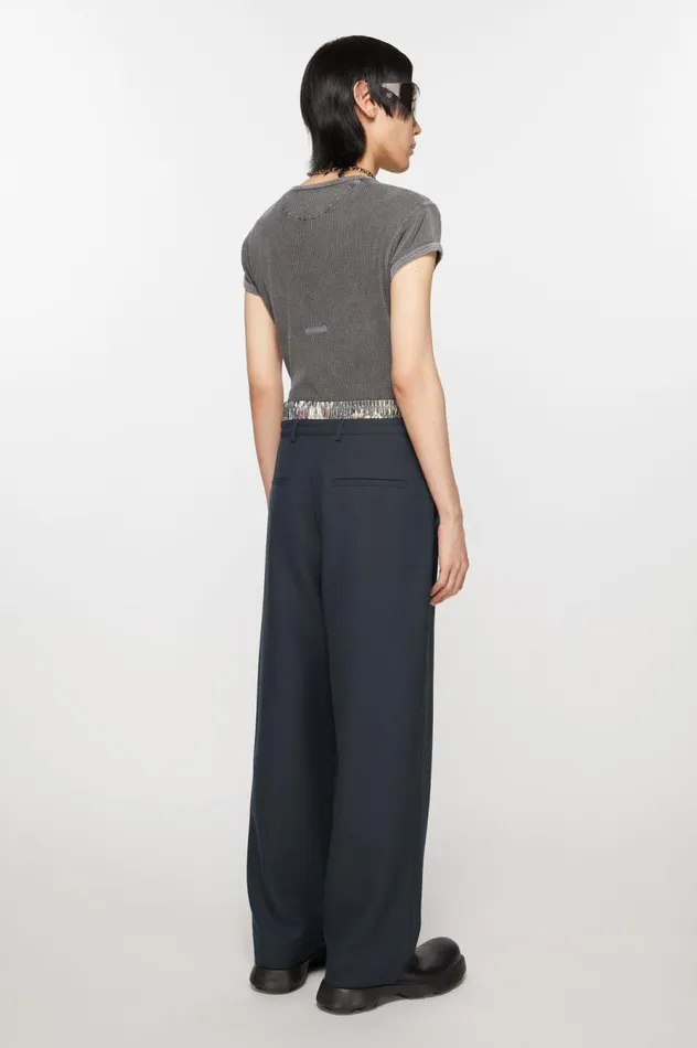 Acne Studios Wool Blend Trousers Dark Navy Men Trousers