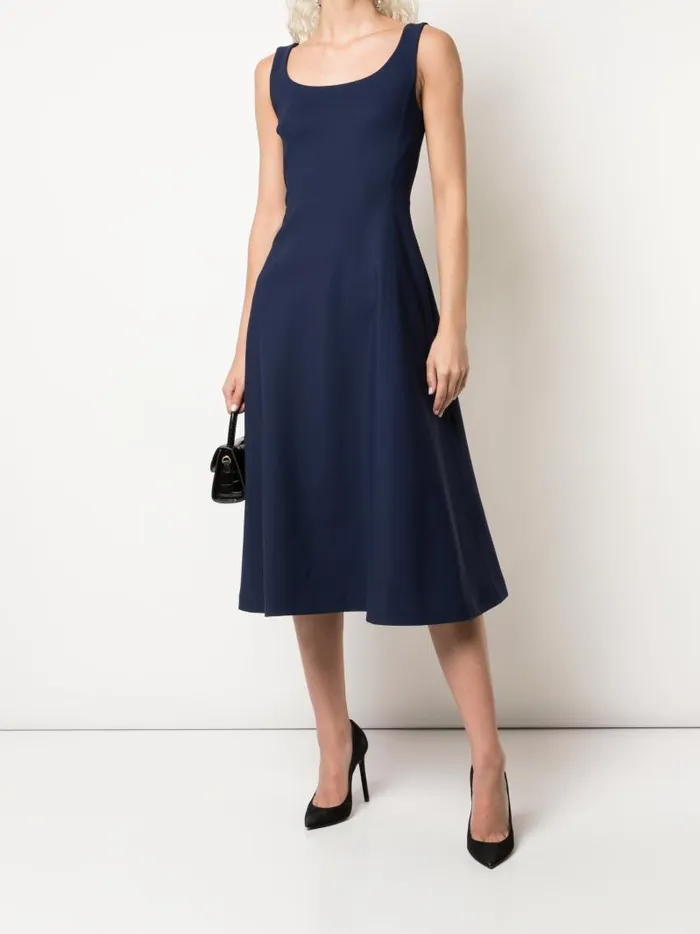 Adam Lippes Dresses and Jumpsuits Scoop Neck Flare Dress In Bonded Neoprene Navy 8211 Women Adam Lippes Dresses and Jumpsuits Scoop Neck Flare Dress In Bonded Neoprene Navy 8211 Women