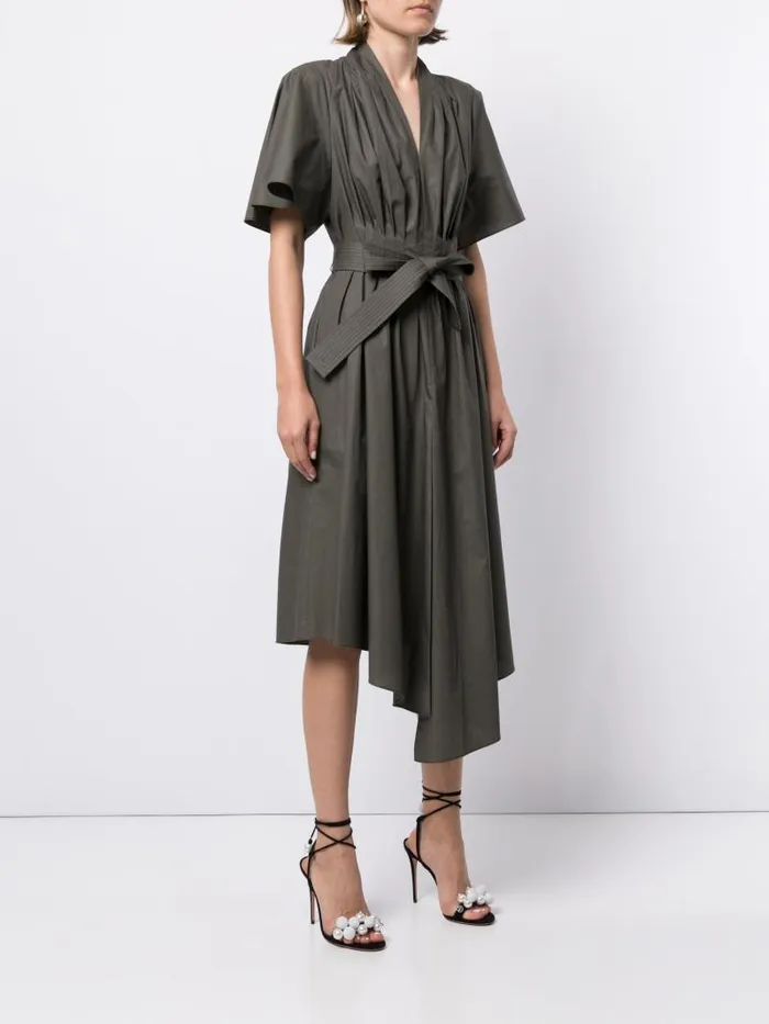 Adam Lippes Dresses and Jumpsuits Short Sleeve Asymmetrical Dress In Cotton Poplin Army Green 8211 Women Adam Lippes Dresses and Jumpsuits Short Sleeve Asymmetrical Dress In Cotton Poplin Army Green 8211 Women