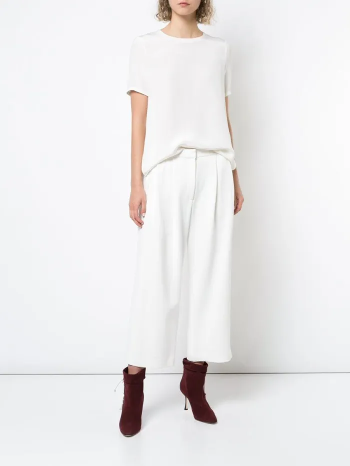 Adam Lippes Pants Pleat Front Culotte In Stretch Cady Ivory 8211 Women