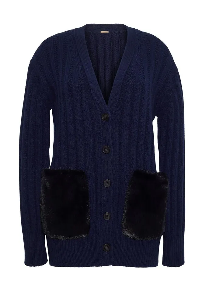 Adam Lippes Sweaters Cardigan In Wool Cashmere With Mink Pockets Navy Black 8211 Women
