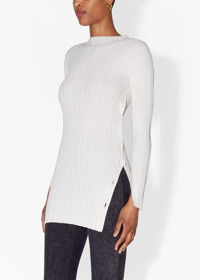 Adam Lippes Sweaters Tunic With Side Buttons In Cotton Crepe Ivory 8211 Women Adam Lippes Sweaters Tunic With Side Buttons In Cotton Crepe Ivory 8211 Women