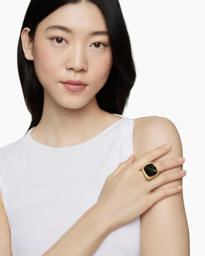Albion Statement Ring In 18K Yellow Gold With Rutilated Quartz And Pav Cognac Diamonds 20mm Women David Yurman Statement Albion Statement Ring In 18K Yellow Gold With Rutilated Quartz And Pav Cognac Diamonds 20mm Women David Yurman Statement