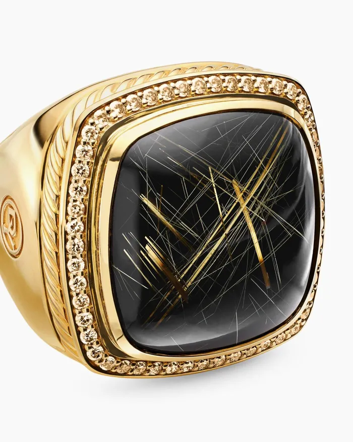 Albion Statement Ring In 18K Yellow Gold With Rutilated Quartz And Pav Cognac Diamonds 20mm Women David Yurman Statement Albion Statement Ring In 18K Yellow Gold With Rutilated Quartz And Pav Cognac Diamonds 20mm Women David Yurman Statement