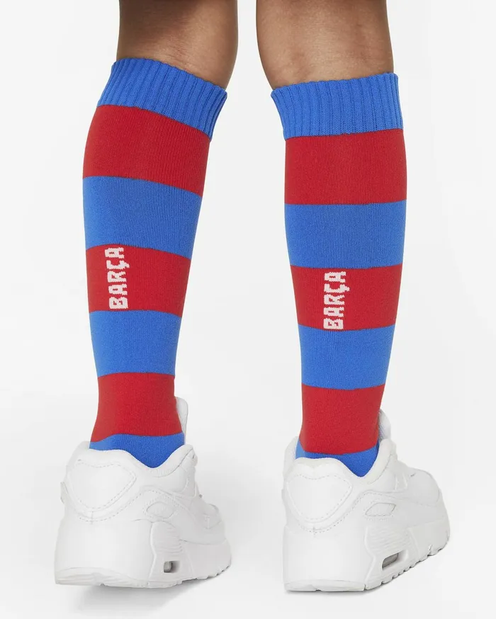 All Clothing Kids Nike FC Barcelona 202324 Away Whiteroyal Blueuniversity Redroyal Blue