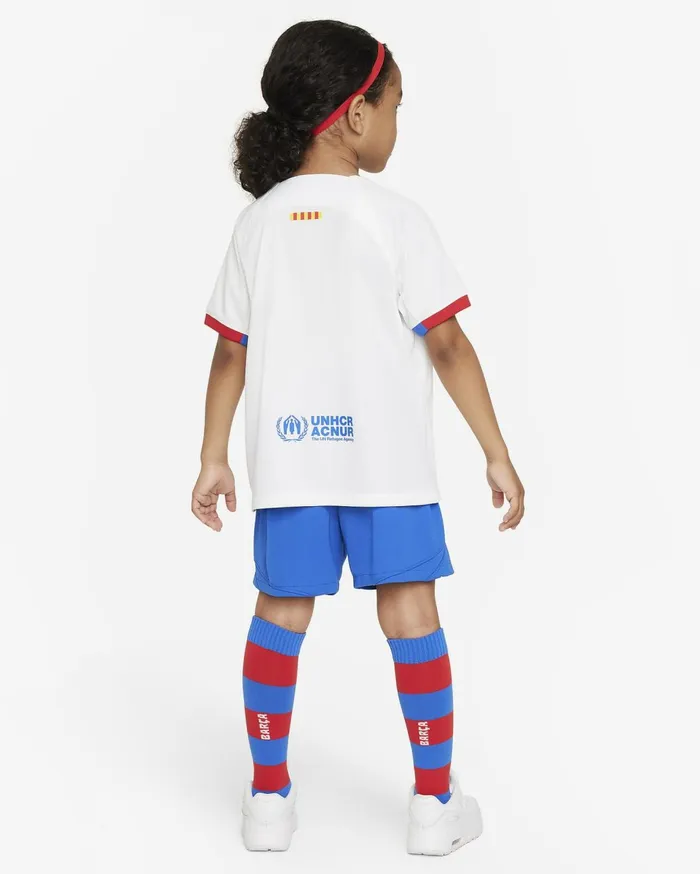 All Clothing Kids Nike FC Barcelona 202324 Away Whiteroyal Blueuniversity Redroyal Blue