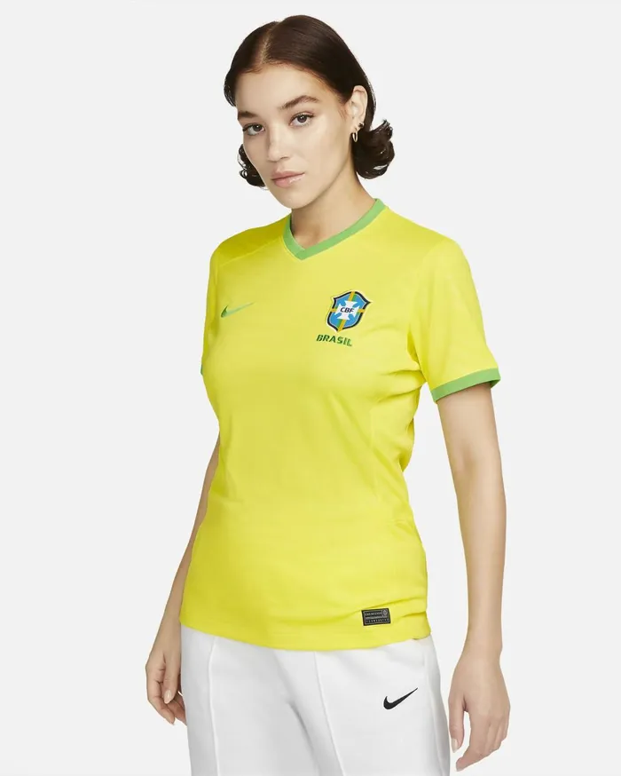 All Clothing Women Nike Brazil 2023 Stadium Home Dynamic Yellowgreen Sparkgreen Spark