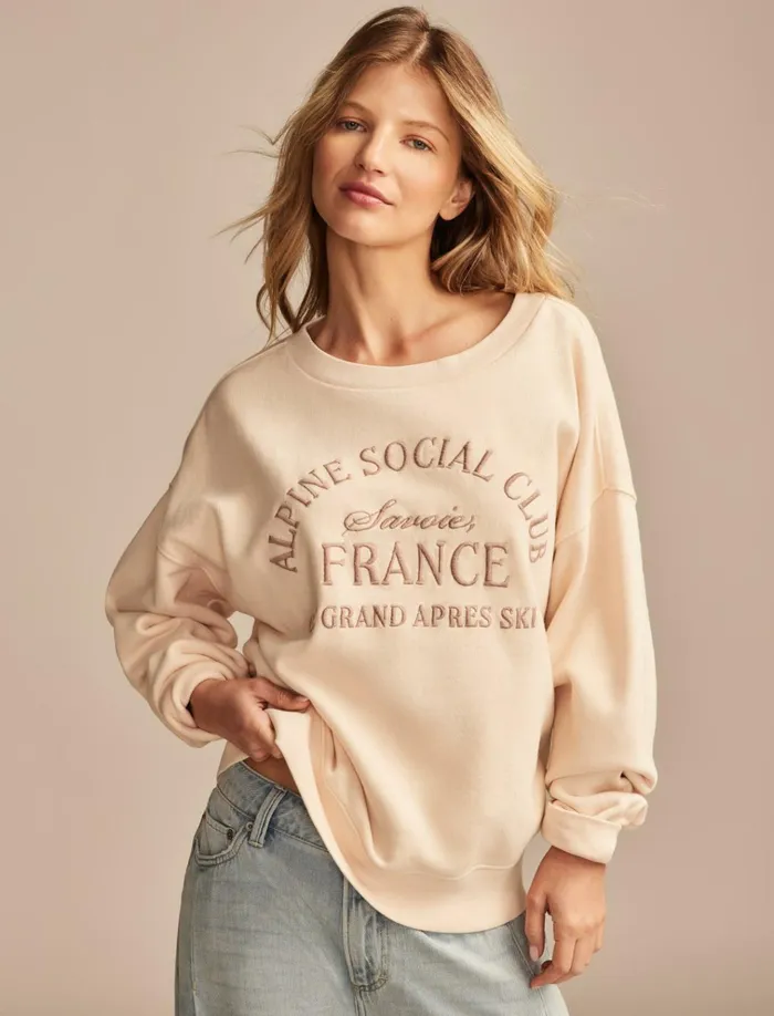 Alpine Social Club Crew Neck Peach Blush Women Lucky Brand Sweaters and Sweatshirts Alpine Social Club Crew Neck Peach Blush Women Lucky Brand Sweaters and Sweatshirts