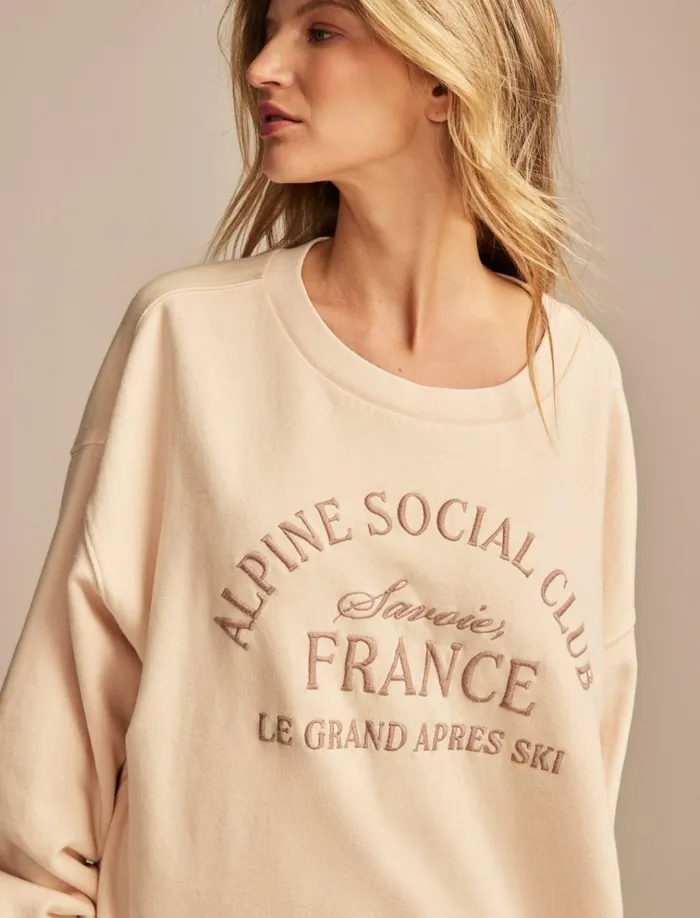 Alpine Social Club Crew Neck Peach Blush Women Lucky Brand Sweaters and Sweatshirts