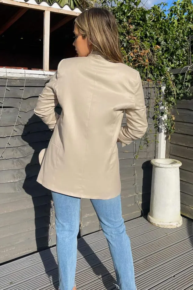 AX Paris Blazers Stone Ruched Sleeve Blazer